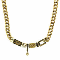 18K Yellow Gold Cuban Chain Diamond Necklace, Yellow Gold, Long's Jewelers