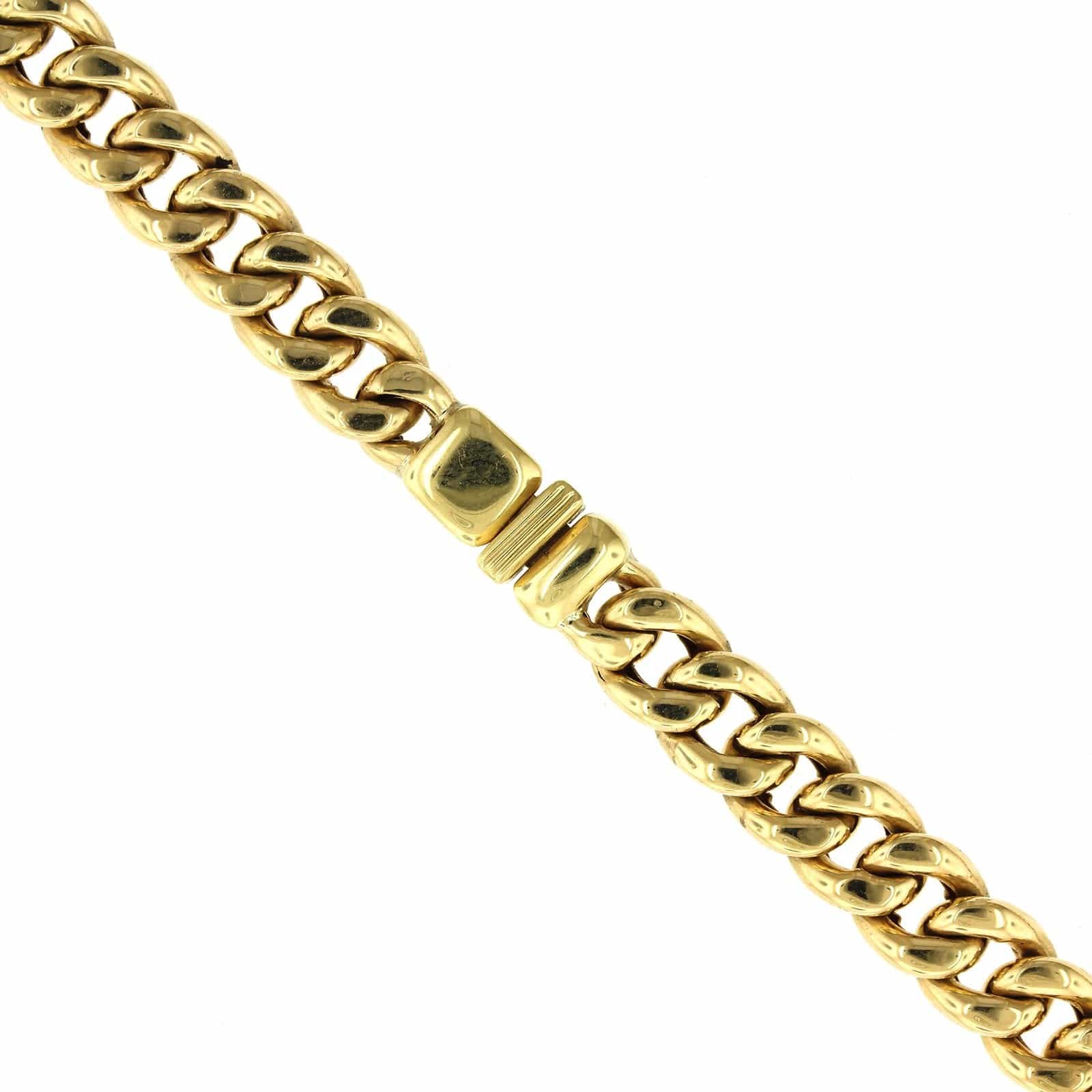 18K Yellow Gold Cuban Chain Diamond Necklace, Yellow Gold, Long's Jewelers