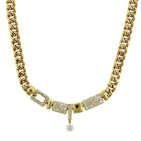 18K Yellow Gold Cuban Chain Diamond Necklace, Yellow Gold, Long's Jewelers