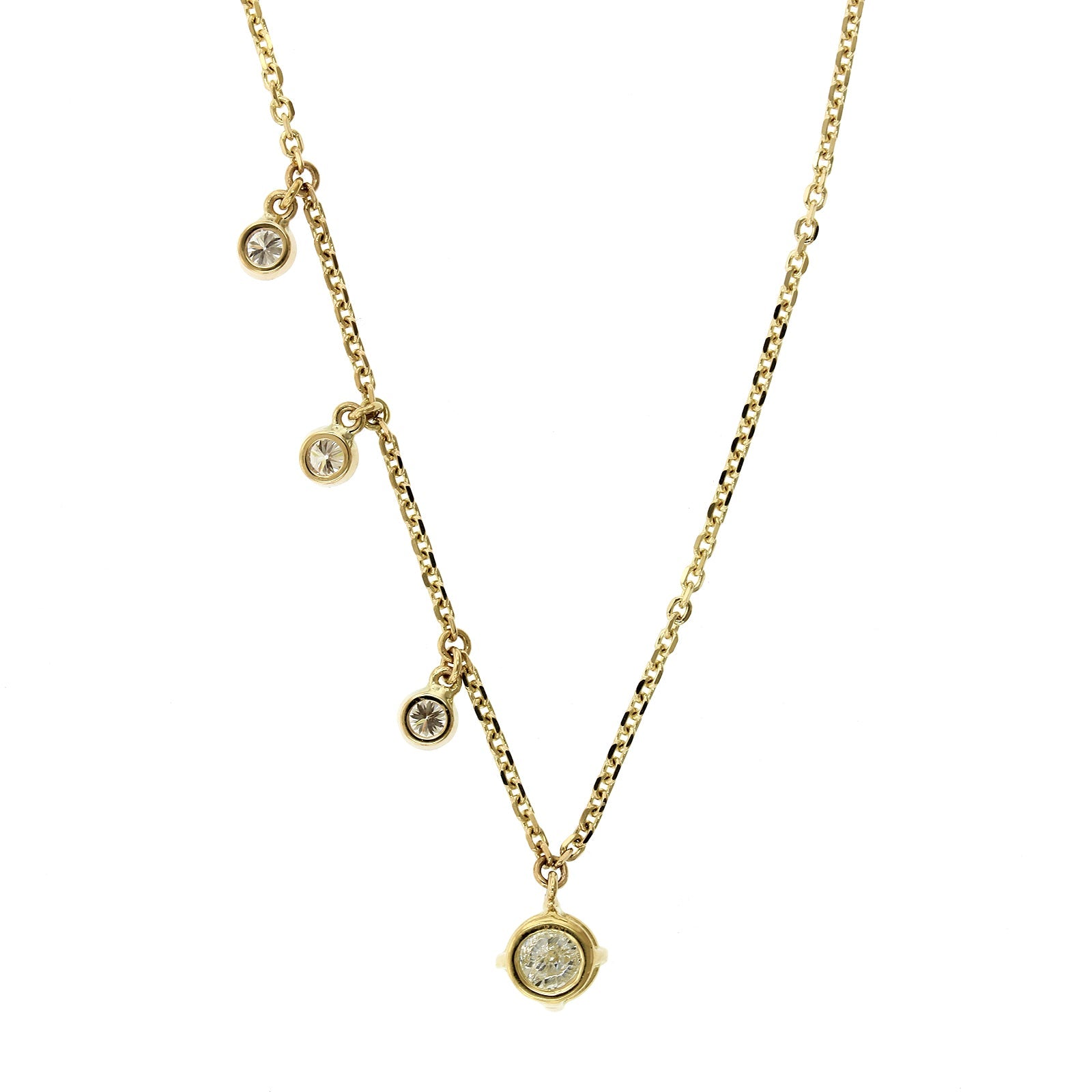 18K Yellow Gold Diamond Dangle Necklace, 18k yellow gold, Long's Jewelers