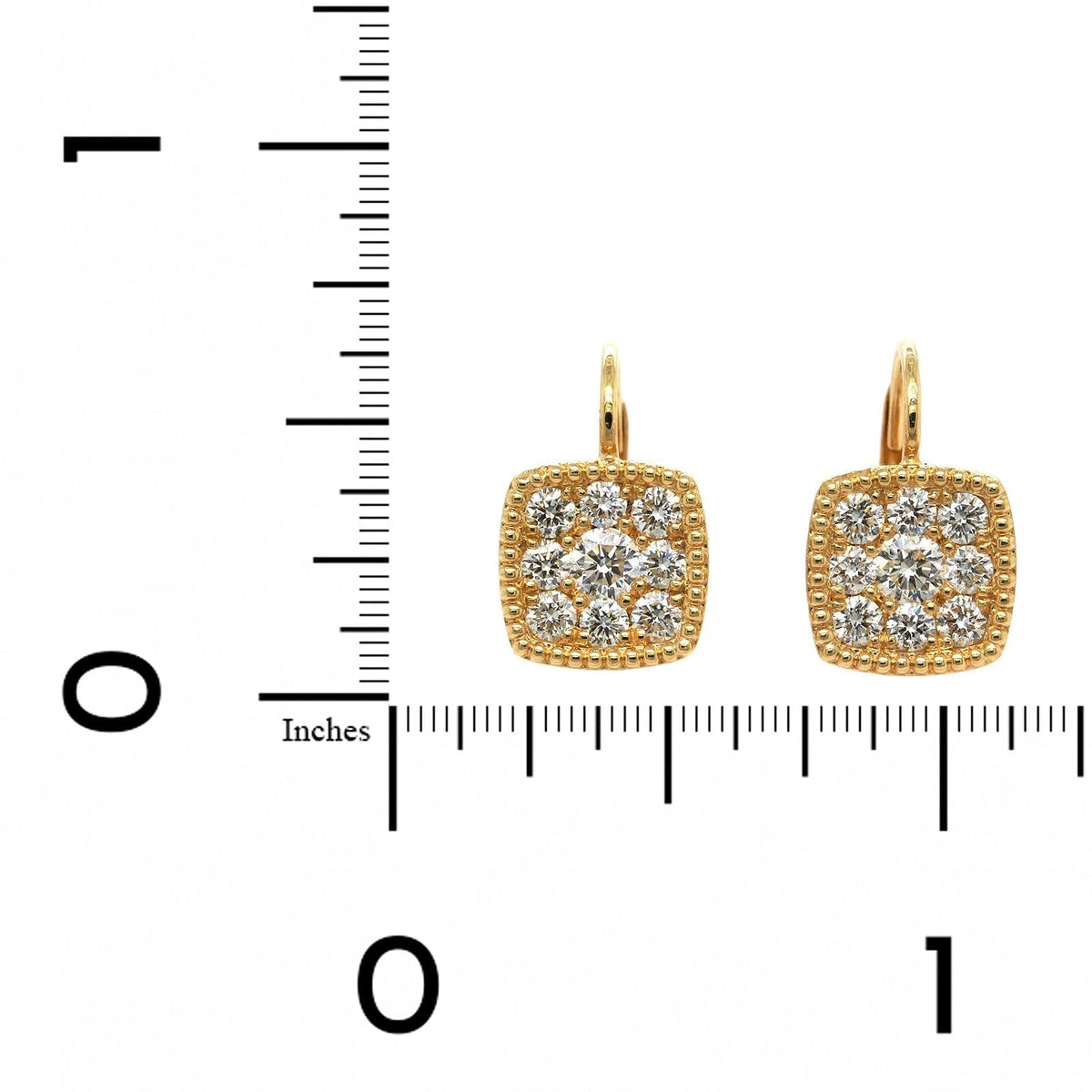 18K Yellow Gold Diamond Earrings with Milgrain