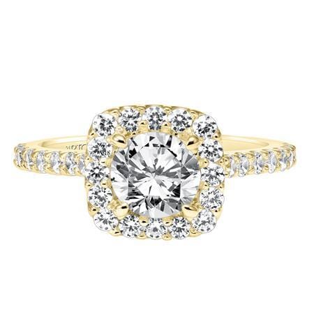18K Yellow Gold Diamond Halo Engagement Ring Setting, Gold, Long's Jewelers