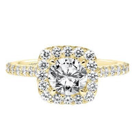 18K Yellow Gold Diamond Halo Engagement Ring Setting, Gold, Long's Jewelers