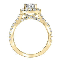 18K Yellow Gold Diamond Halo Engagement Ring Setting