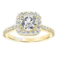 18K Yellow Gold Diamond Halo Engagement Ring Setting