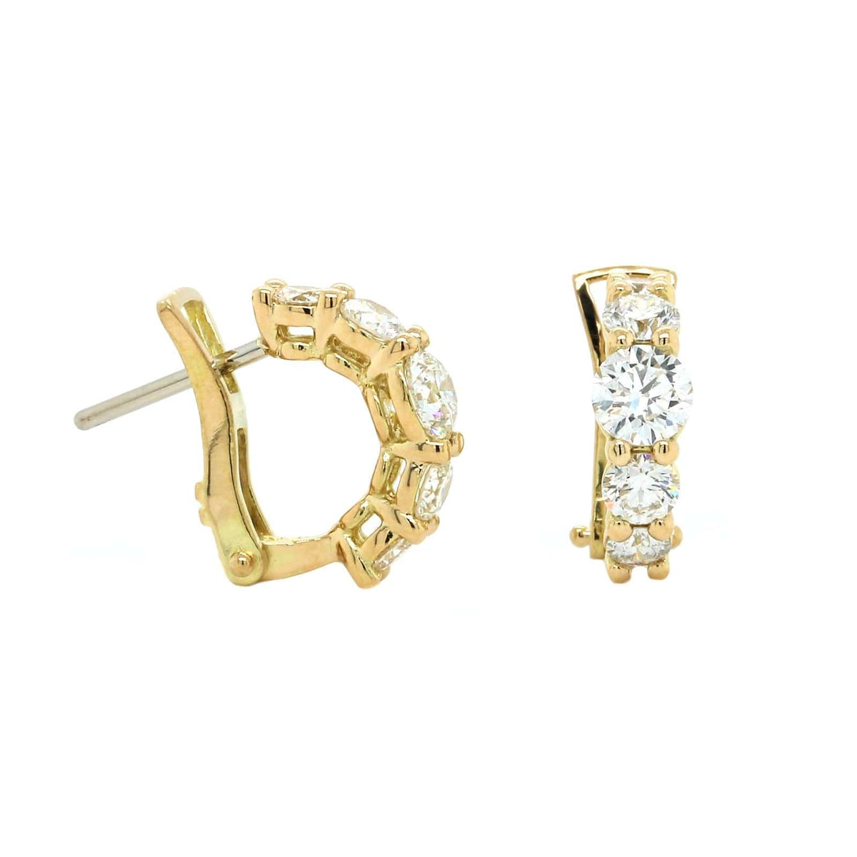 18K Yellow Gold Diamond Huggie Earrings, 18k yellow gold, Long's Jewelers