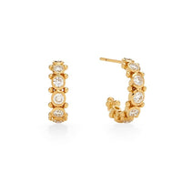 18K Yellow Gold Diamond Huggie Earrings, Yellow Gold, Long's Jewelers