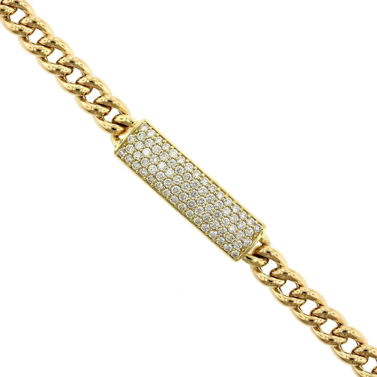 18K Yellow Gold Diamond ID Bracelet, 18k yellow gold, Long's Jewelers