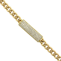 18K Yellow Gold Diamond ID Bracelet, 18k yellow gold, Long's Jewelers