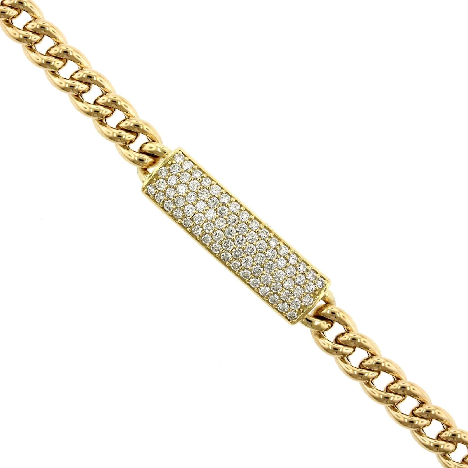 18K Yellow Gold Diamond ID Bracelet, 18k yellow gold, Long's Jewelers