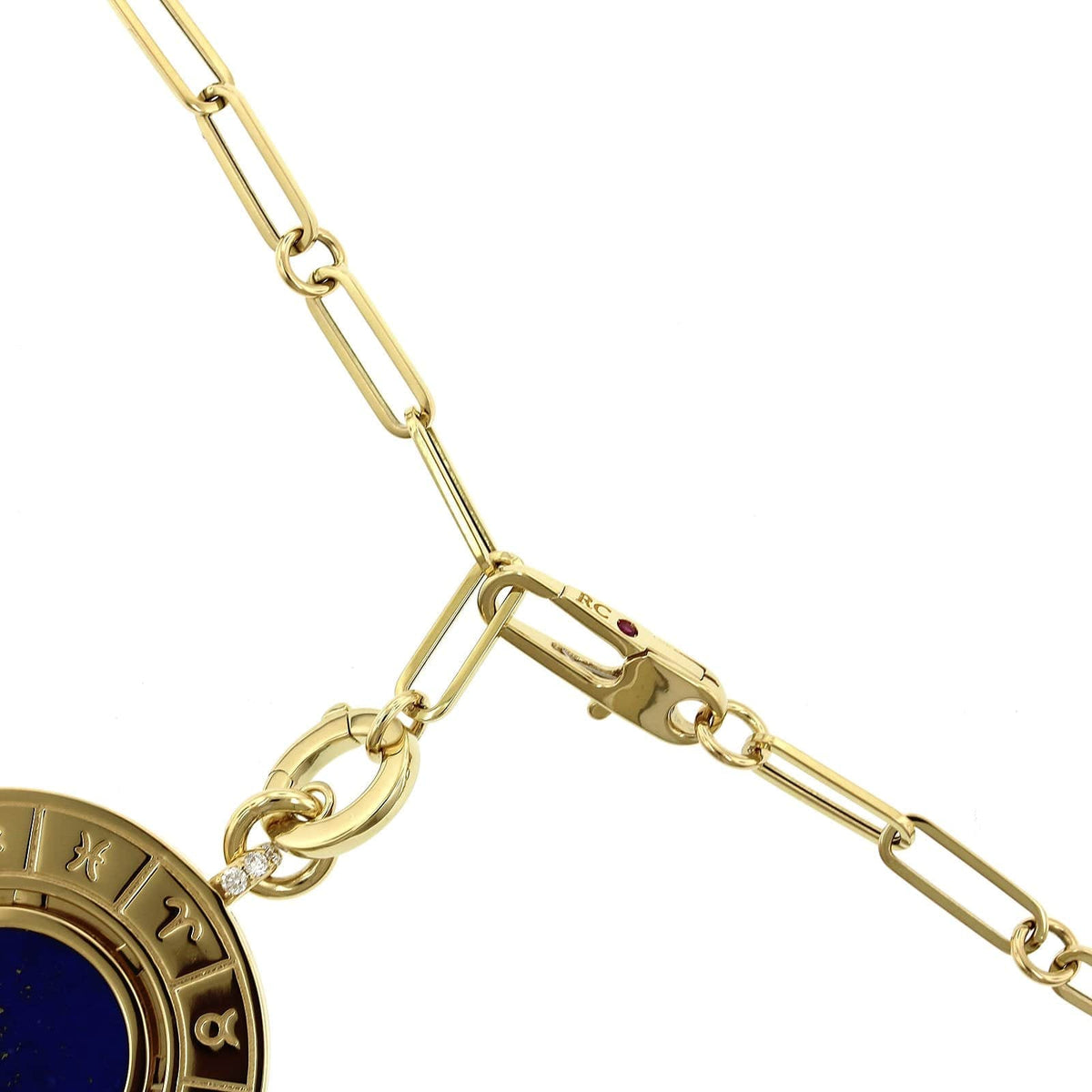 18K Yellow Gold Diamond Lapis Necklace, Gold, Long's Jewelers