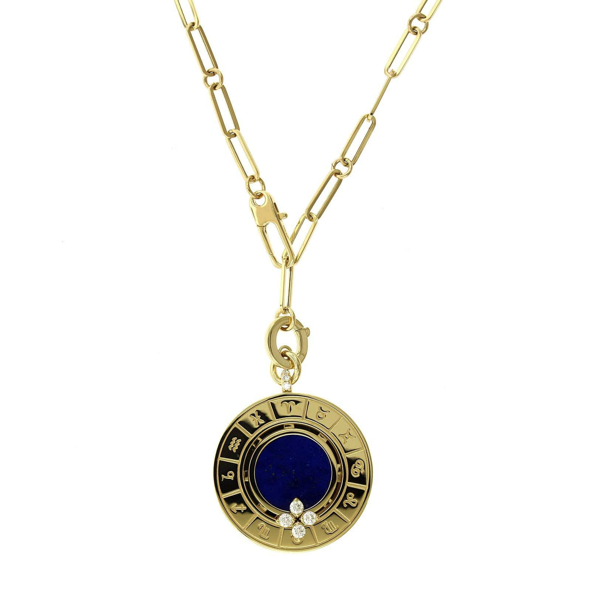 18K Yellow Gold Diamond Lapis Necklace, Gold, Long's Jewelers