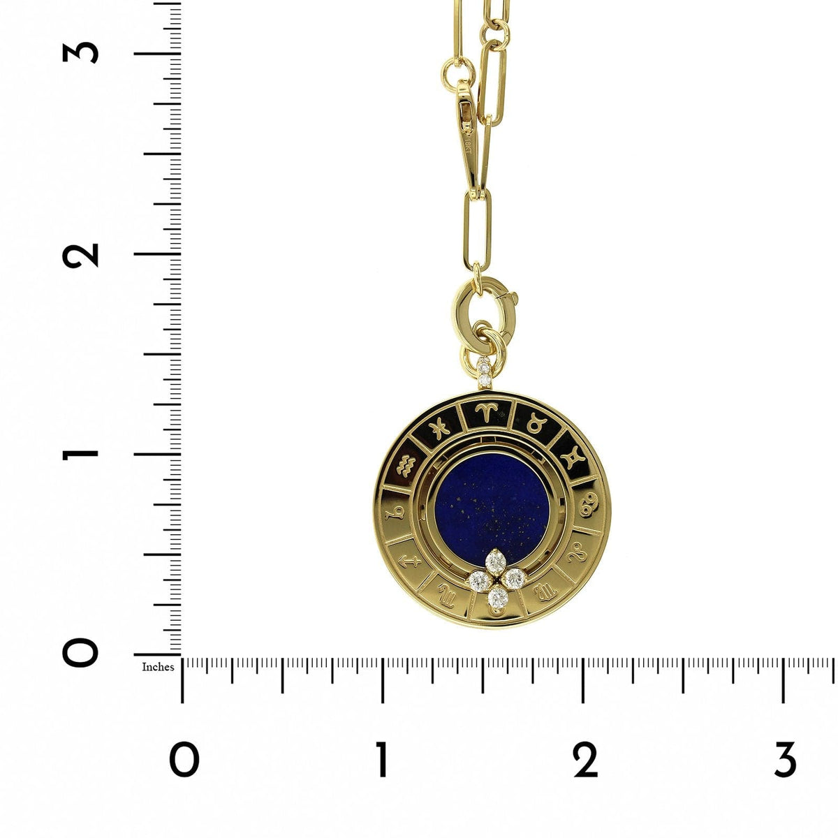 18K Yellow Gold Diamond Lapis Necklace, Gold, Long's Jewelers