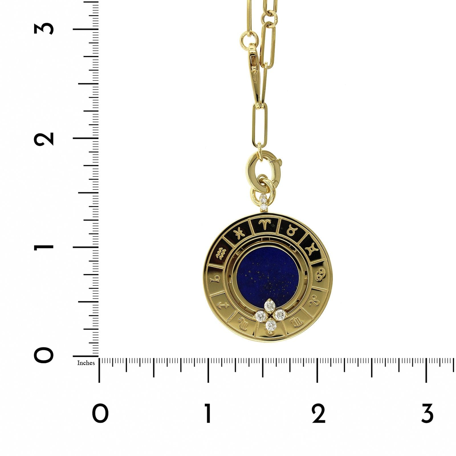 18K Yellow Gold Diamond Lapis Necklace, Gold, Long's Jewelers