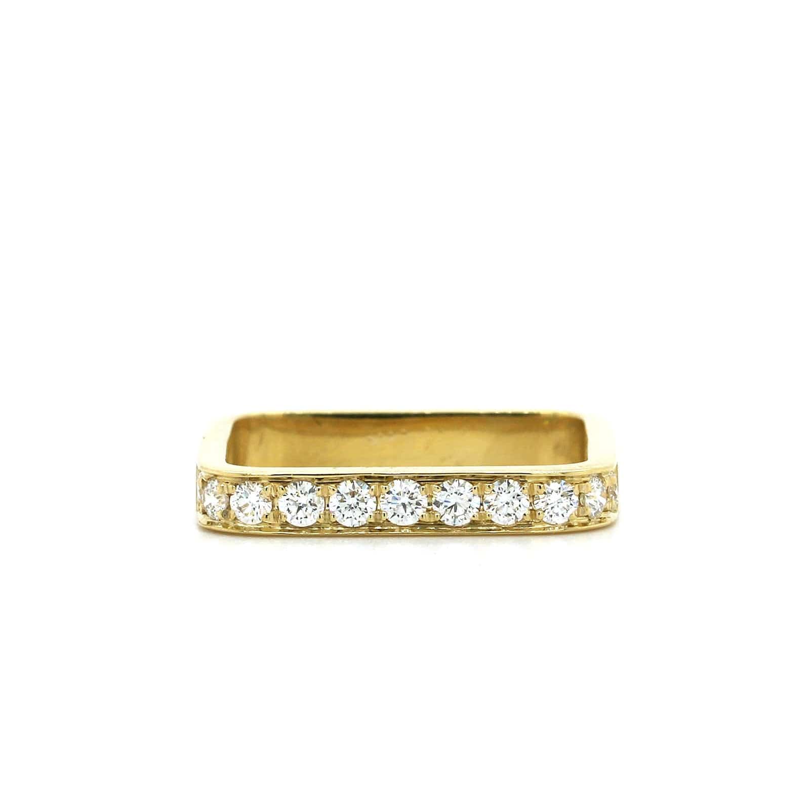 18K Yellow Gold Diamond Square Ring, Yellow Gold, Long's Jewelers