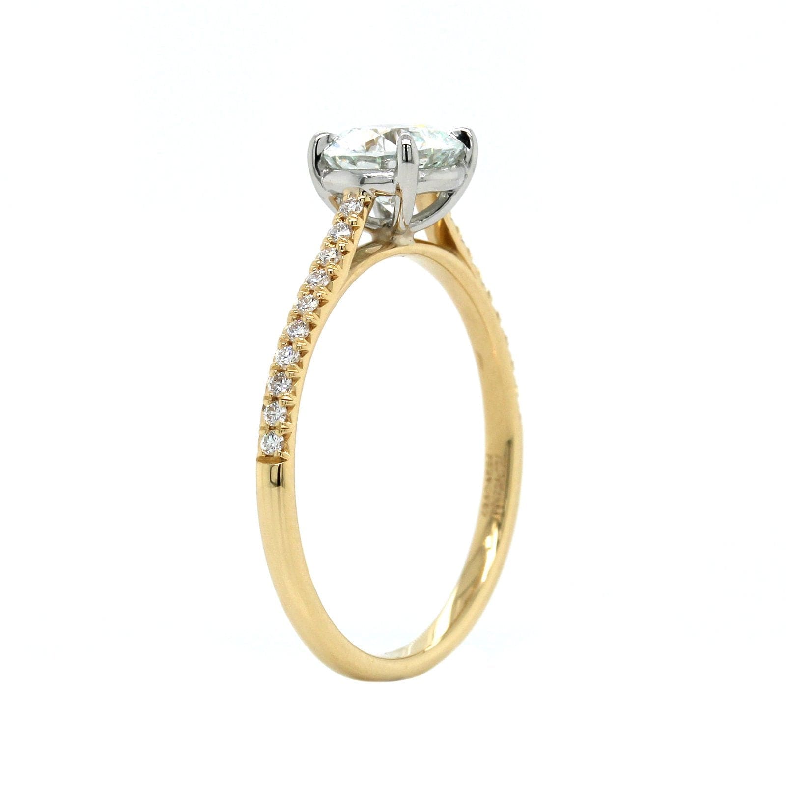 18K Yellow Gold Diamond with Diamond Sides Engagement Ring