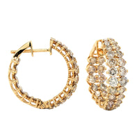 18K Yellow Gold Double Row Brown Diamond Hoop Earrings, Yellow Gold, Long's Jewelers