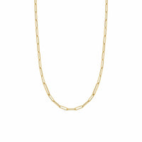 18K Yellow Gold Elongated Paperclip Link Necklace, Yellow Gold, Long's Jewelers