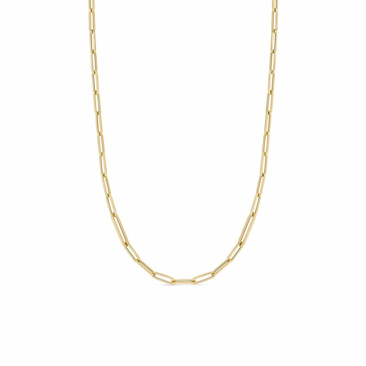 18K Yellow Gold Elongated Paperclip Link Necklace, Yellow Gold, Long's Jewelers
