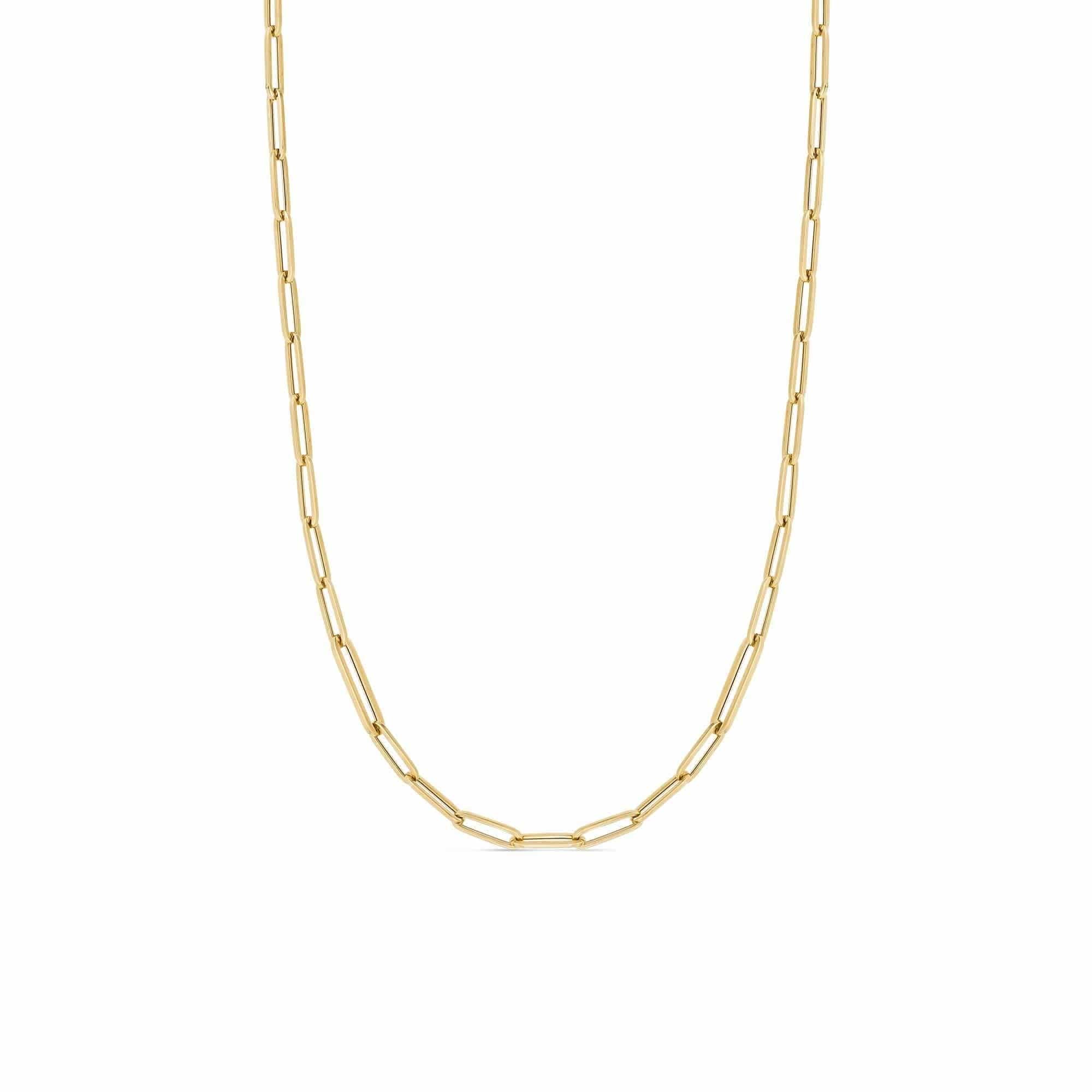 18K Yellow Gold Elongated Paperclip Link Necklace, Yellow Gold, Long's Jewelers
