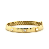 18K Yellow Gold Emerald Cut Diamond Bangle Bracelet, Yellow Gold, Long's Jewelers
