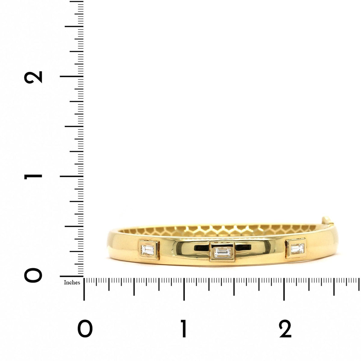 18K Yellow Gold Emerald Cut Diamond Bangle Bracelet, Yellow Gold, Long's Jewelers