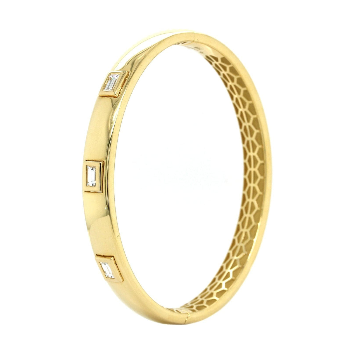 18K Yellow Gold Emerald Cut Diamond Bangle Bracelet, Yellow Gold, Long's Jewelers
