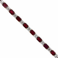 18K Yellow Gold Emerald Cut Ruby and Asscher Cut Diamond Tennis Bracelet, 18K Yellow Gold, Long's Jewelers