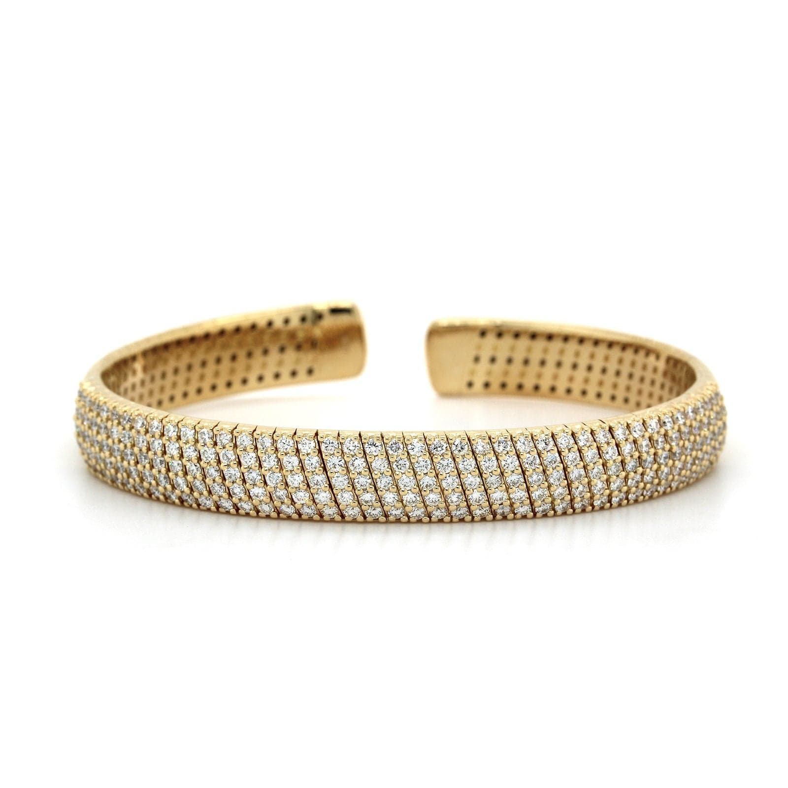 18K Yellow Gold Flexible Diamond Cuff Bracelet, 18k yellow gold, Long's Jewelers