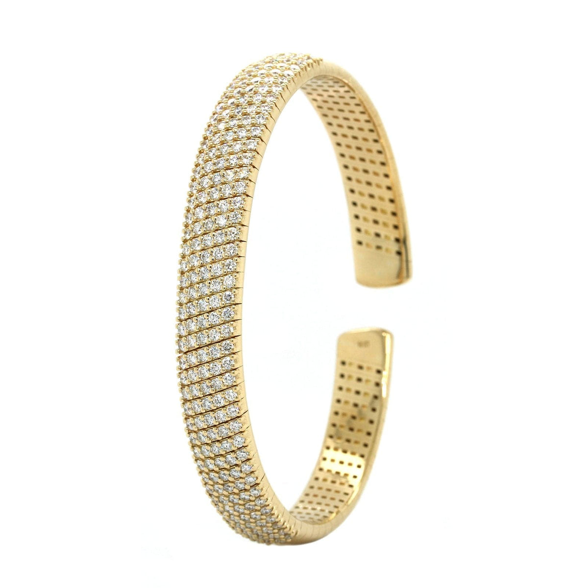 18K Yellow Gold Flexible Diamond Cuff Bracelet, 18k yellow gold, Long's Jewelers