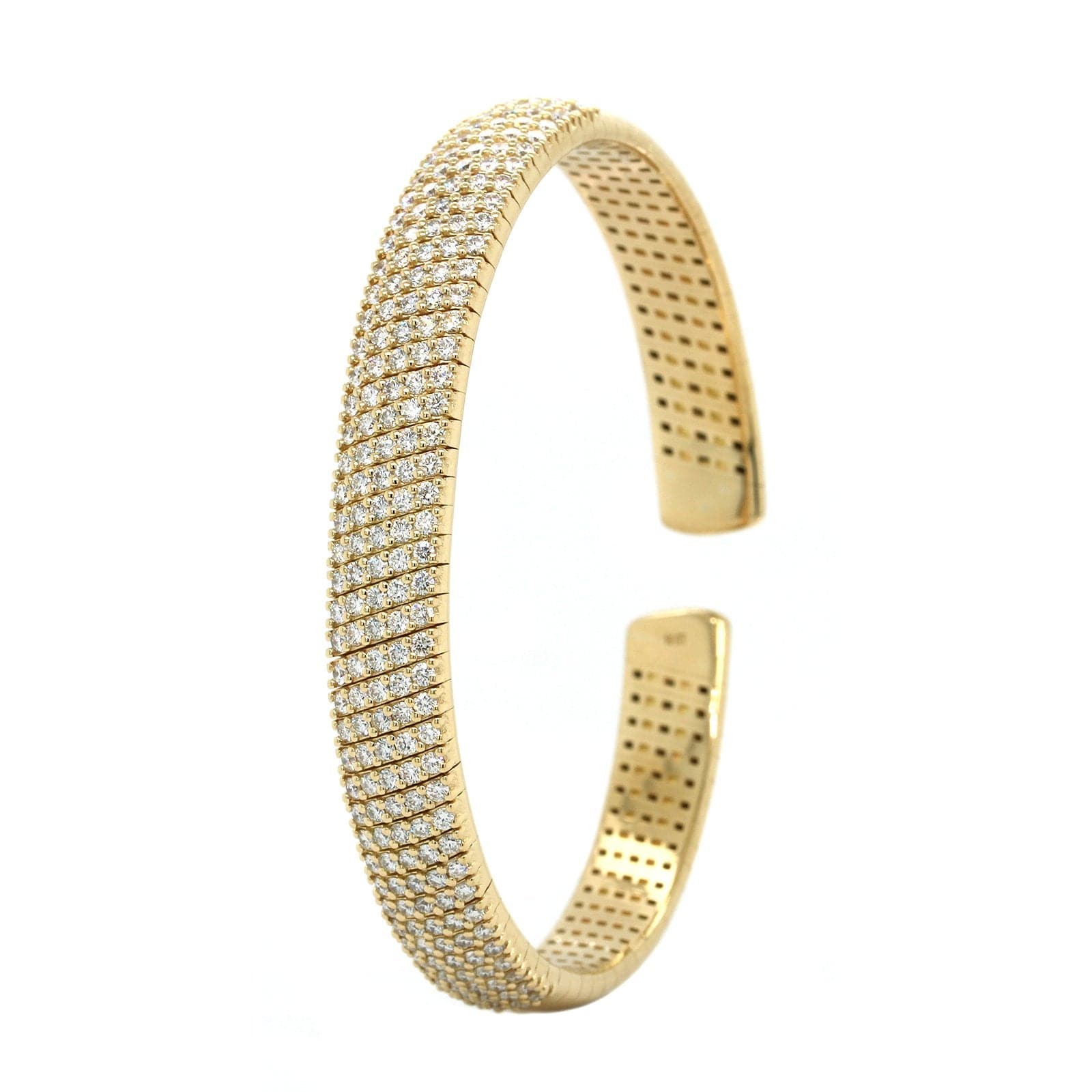 18K Yellow Gold Flexible Diamond Cuff Bracelet, 18k yellow gold, Long's Jewelers
