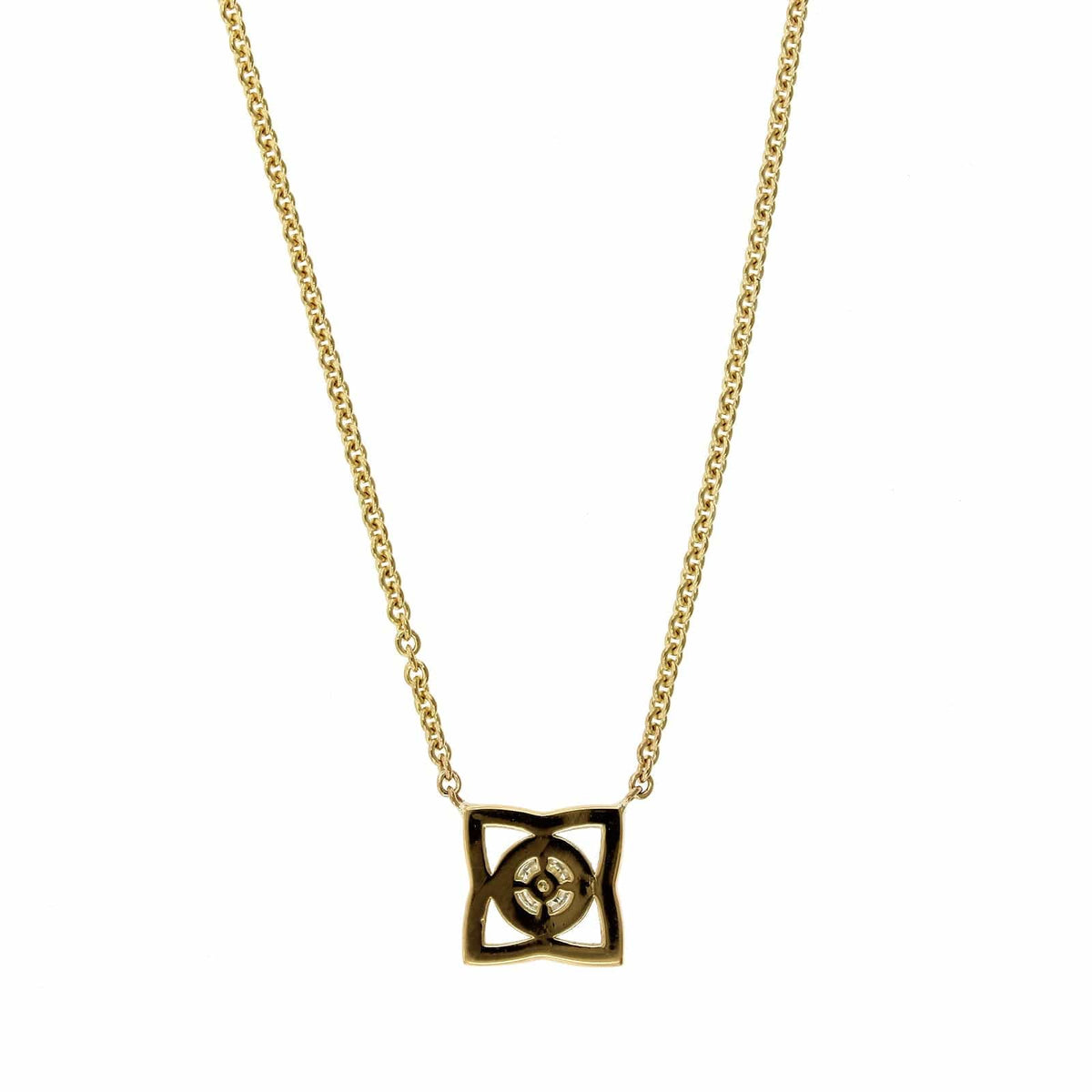 18K Yellow Gold Four Point Flower Diamond Necklace, 18k yellow gold, Long's Jewelers