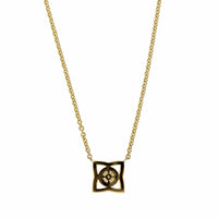18K Yellow Gold Four Point Flower Diamond Necklace, 18k yellow gold, Long's Jewelers