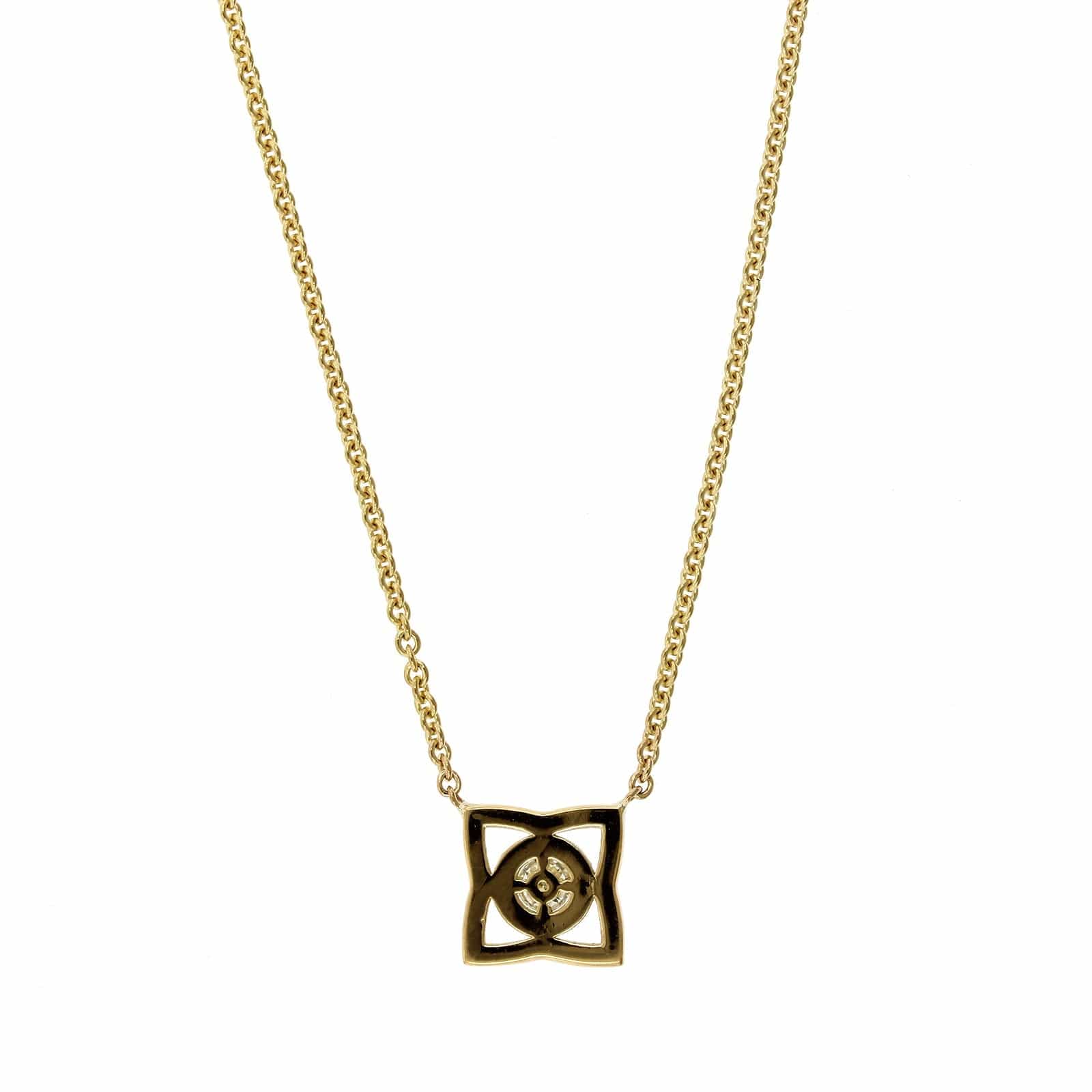 18K Yellow Gold Four Point Flower Diamond Necklace, 18k yellow gold, Long's Jewelers