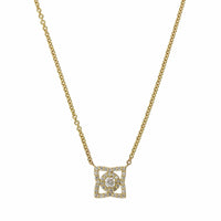 18K Yellow Gold Four Point Flower Diamond Necklace, 18k yellow gold, Long's Jewelers