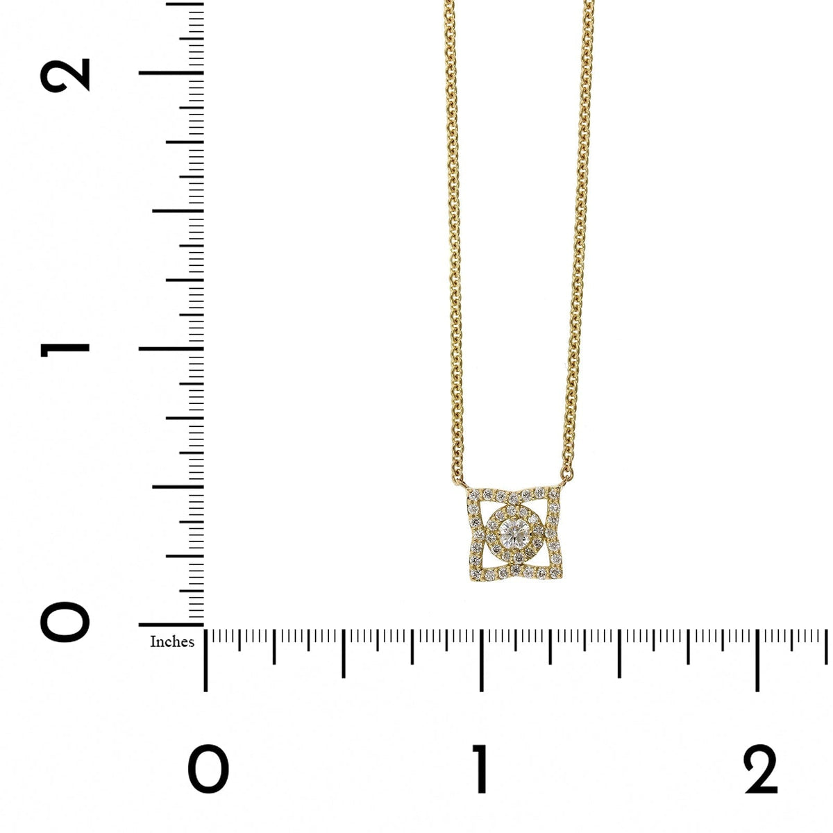 18K Yellow Gold Four Point Flower Diamond Necklace, 18k yellow gold, Long's Jewelers