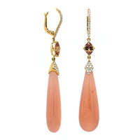 18K Yellow Gold Garnet Orange Sapphire Drop Earrings, 18k yellow gold, Long's Jewelers