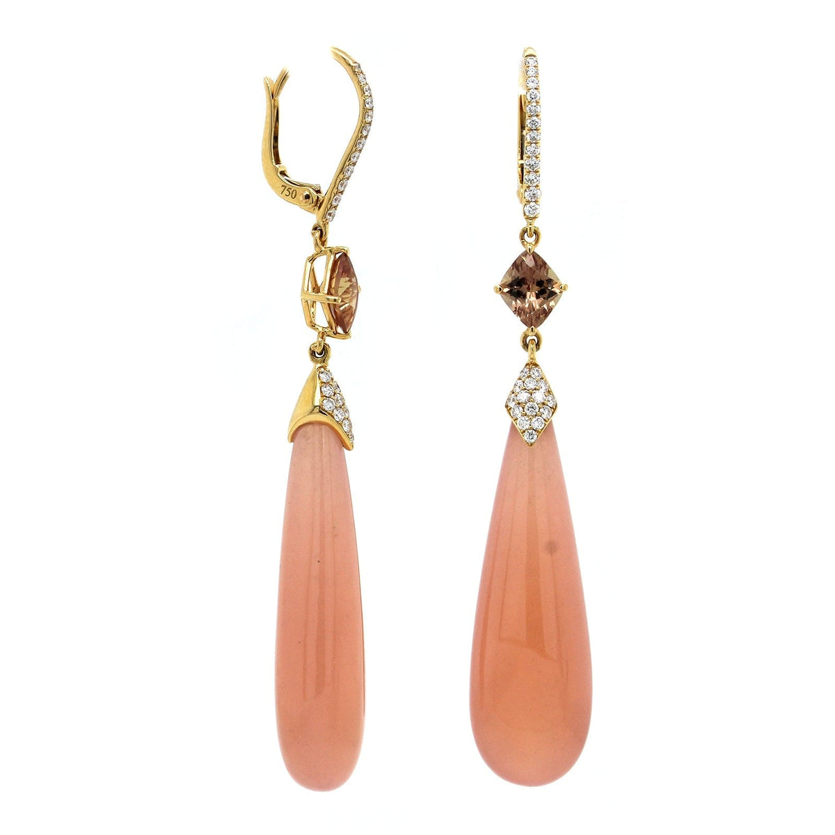 18K Yellow Gold Garnet Orange Sapphire Drop Earrings, 18k yellow gold, Long's Jewelers