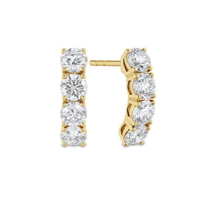 18K Yellow Gold Half Huggie Diamond Earrings, 18k yellow gold, Long's Jewelers