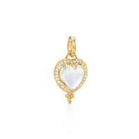 18K Yellow Gold Heart Rock Crystal Diamond Pendant, yellow gold, Long's Jewelers