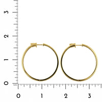 18K Yellow Gold Inside Outside Bead Set Diamond Hoop Earrings, Yellow Gold, Long's Jewelers