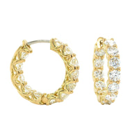 18K Yellow Gold Inside Outside Diamond Hoop Earrings, 18k yellow gold, Long's Jewelers