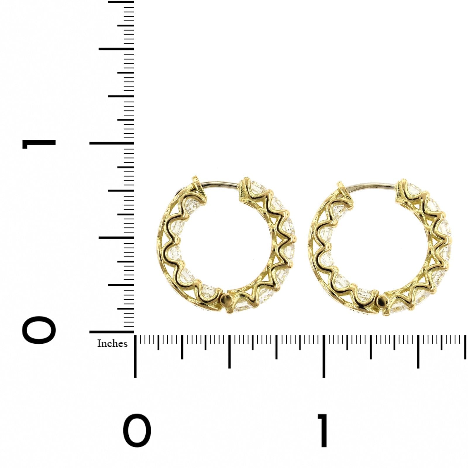 18K Yellow Gold Inside Outside Diamond Hoop Earrings, 18k yellow gold, Long's Jewelers