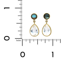 18K Yellow Gold Labradorite and Rock Crystal Drop Earrings, yellow gold, Long's Jewelers