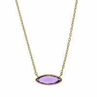 18K  Yellow Gold Marquise Amethyst Necklace, yellow gold, Long's Jewelers