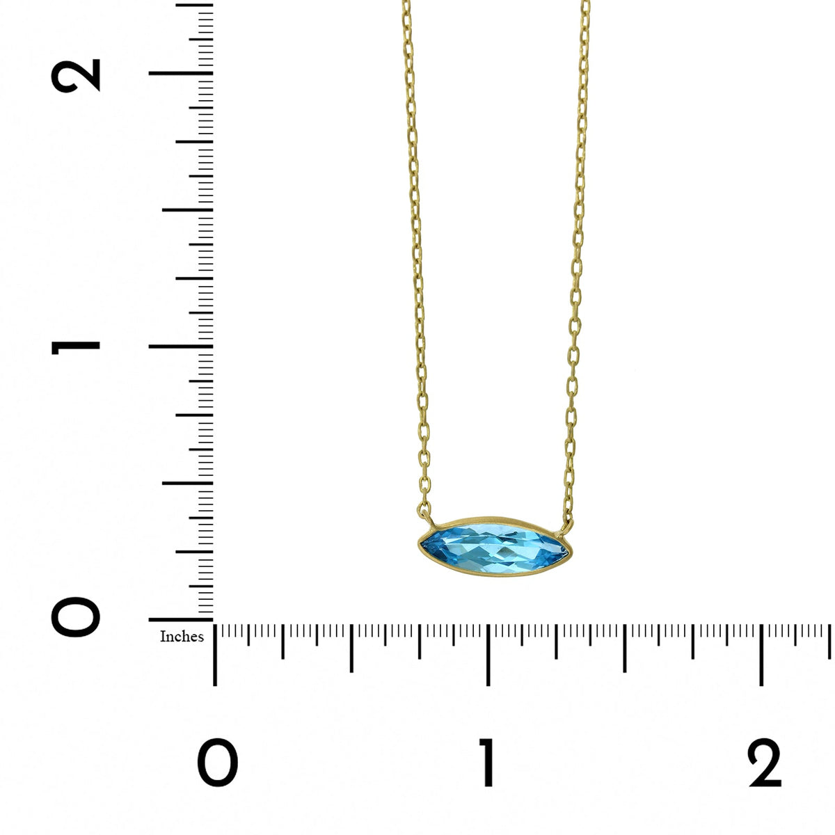 18K  Yellow Gold Marquise Blue Topaz Necklace, yellow gold, Long's Jewelers