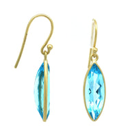 18K Yellow Gold Marquise Blue Topaz Drop Earrings, Yellow Gold, Long's Jewelers