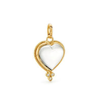 18K Yellow Gold Medium Heart Shape Crystal and Diamond PendantGold, Long's Jewelers