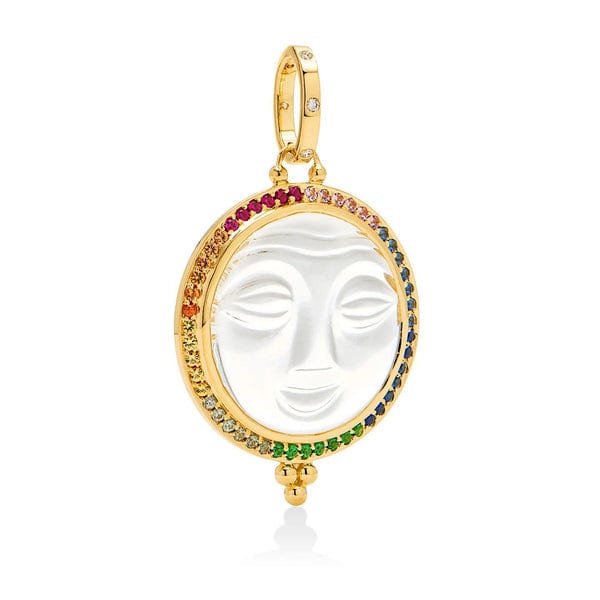 18K Yellow Gold Moonface Rainbow Sapphire Pendant, Yellow Gold, Long's Jewelers