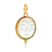 18K Yellow Gold Moonface Rainbow Sapphire Pendant, Yellow Gold, Long's Jewelers
